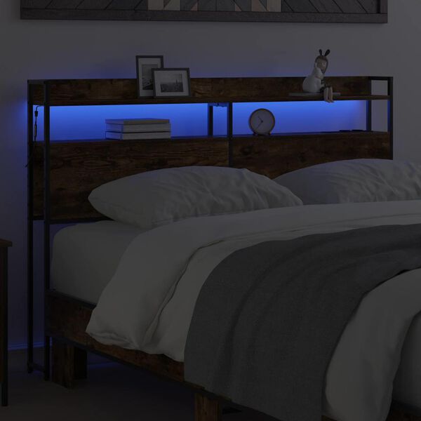 vidaXL Saugojimo galvos atlo&scaron;as Dūminio ąžuolo 120 cm Apdirbta mediena