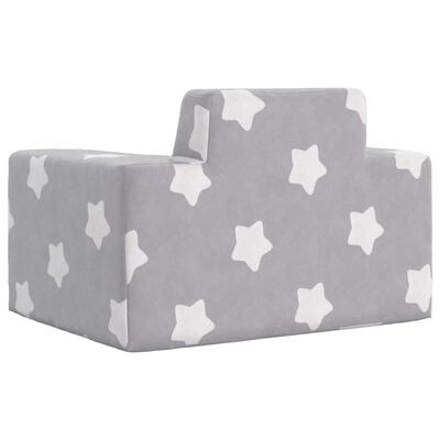 vidaXL Vaikiška sofa, šviesiai pilka, minkštas pliušas, su žvaigždėmis