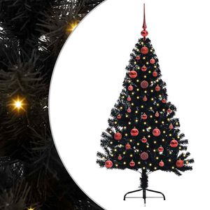 vidaXL Dirbtinis prie&scaron;&scaron;ventinis eglutė su &scaron;viesomis Juoda 120 cm PVC