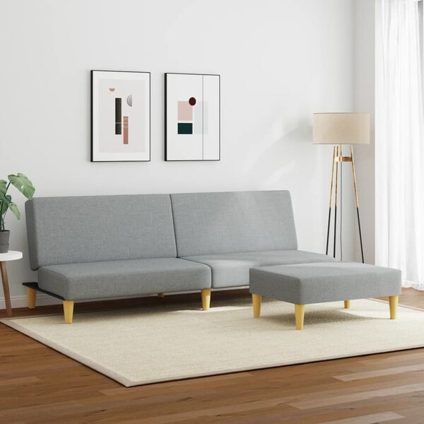 vidaXL Dvivietė sofa-lova su pakoja, &scaron;viesiai pilkos spalvos, audinys