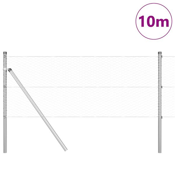 vidaXL Tvorelės stulpas Sidabro 10 x 0,6 m (25 mm tinklelis) Plienas