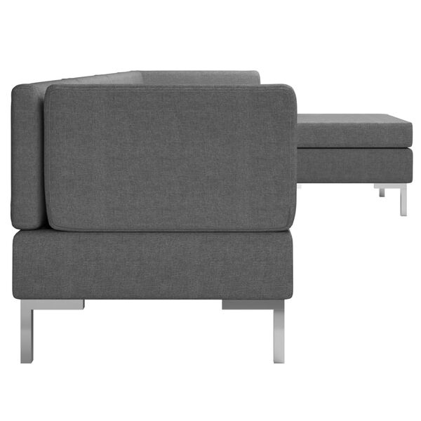 vidaXL Sofos komplektas, 5 dalių, tamsiai pilkos spalvos, audinys