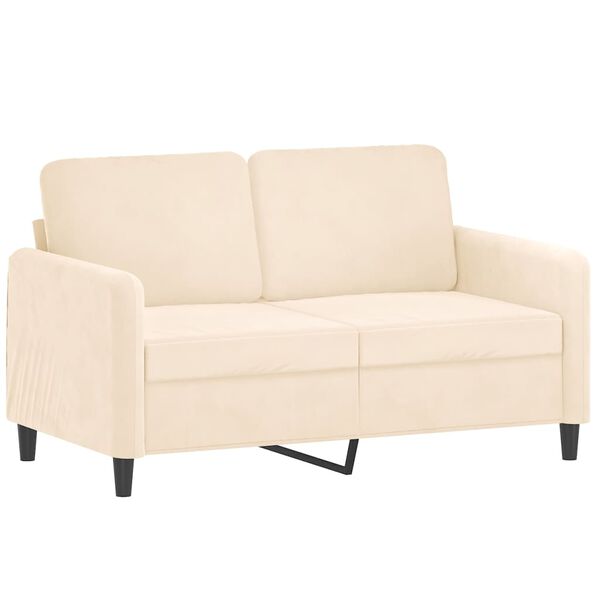 vidaXL Dvivietė sofa su pagalvėmis, kreminės spalvos, 120cm, aksomas