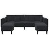 vidaXL Sofa su pagalve 3 pcs Juoda Aksomas