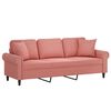 vidaXL Trivietė sofa su pagalvėmis, rožinės spalvos, 180cm, aksomas