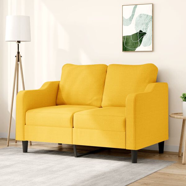 vidaXL Dvivietė sofa, &scaron;viesiai geltonos spalvos, 120cm, audinys
