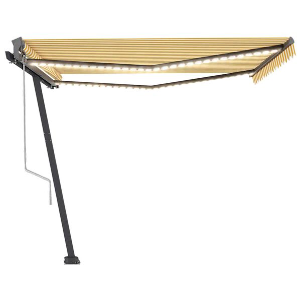 vidaXL Markizė su LED/vėjo jutikliu, geltona/balta, 400x300cm