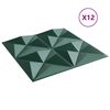 vidaXL Sienų plok&scaron;tės 12 pcs Origami Žalias 50 x 50 cm XPS Putplastis