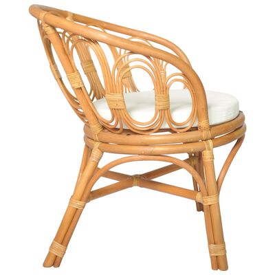 vidaXL Valgomojo kėdė su pagalvėle, šviesiai ruda, natūralus ratanas ir linas