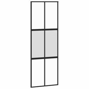 vidaXL Stumdomos durys, juodos, 76x205cm, grūdintas stiklas/aliuminis