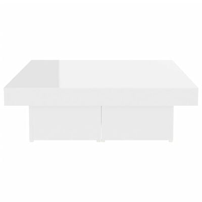 vidaXL Kavos staliukas, baltos spalvos, 90x90x28cm, MDP, blizgus