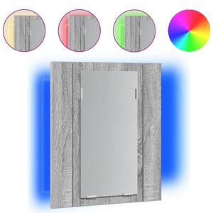 vidaXL Veidrodinė LED vonios spintelė, pilka, 40x12x45cm, mediena