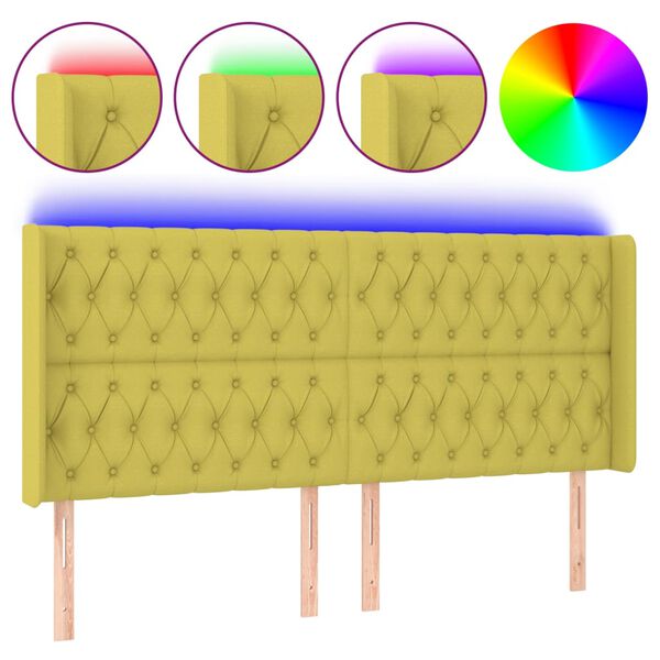 vidaXL Galvūgalis su LED, žalios spalvos, 183x16x118/128cm, audinys