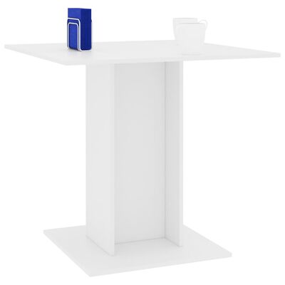 vidaXL Valgomojo stalas, baltos spalvos, 80x80x75 cm, apdirbta mediena