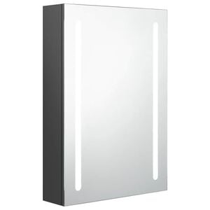 vidaXL Veidrodinė vonios spintelė su LED ap&scaron;vietimu, pilka, 50x13x70cm