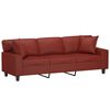 vidaXL Trivietė sofa su pagalvėmis, vyno, 180cm, dirbtinė oda
