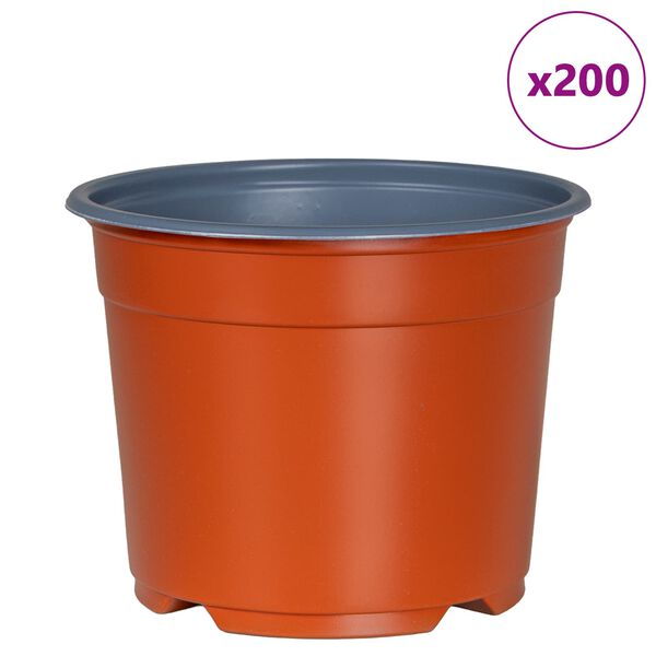 vidaXL Gėlių vazonas 200 pcs Terakotos &Oslash; 15 x 12.5 cm Plastmasė