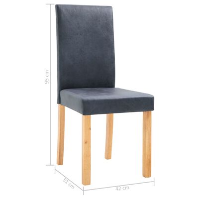 vidaXL Valgomojo kėdės, 2vnt., pilkos spalvos, dirbtinė versta oda