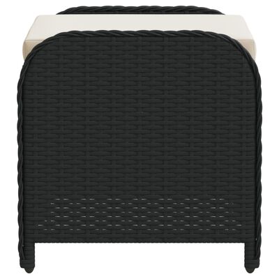 vidaXL Sodo taburetė su pagalvėle, juoda, 58x46x46cm, poliratanas