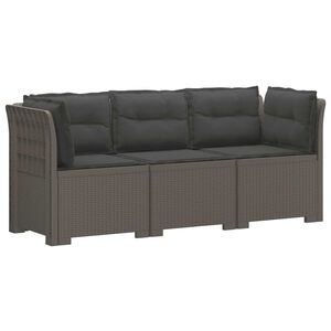 vidaXL 3-vietė sodo sofa su pagalvėlėmis, Rattan i&scaron;vaizda PP