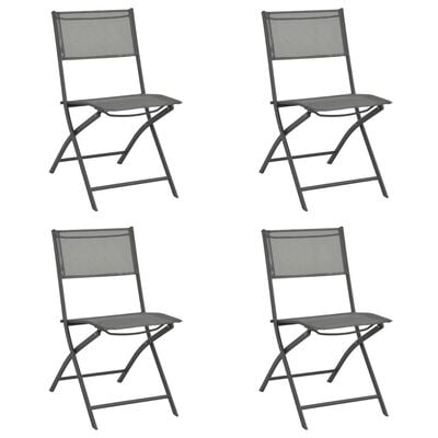 vidaXL Sulankstomos lauko kėdės, 4vnt., pilkos, plienas ir tekstilenas