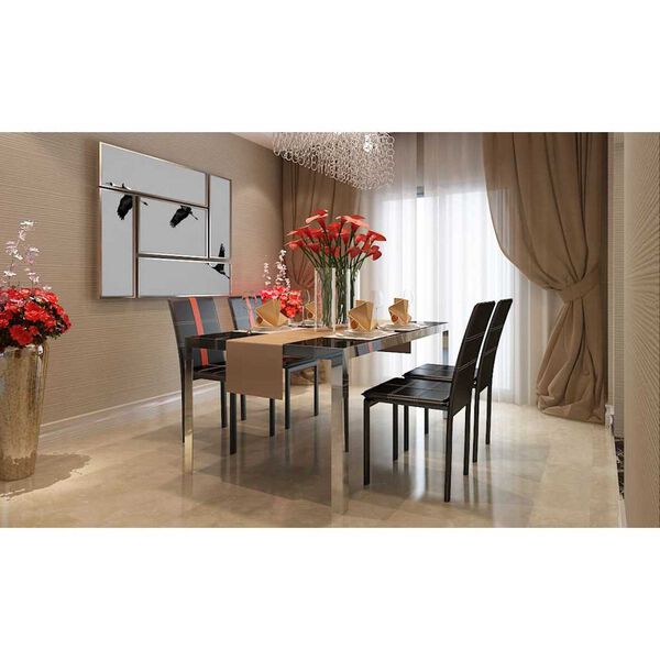 vidaXL Valgomojo kėdės 4 pcs Juoda 46 x 38.5 x 91 cm Dirbtinė oda