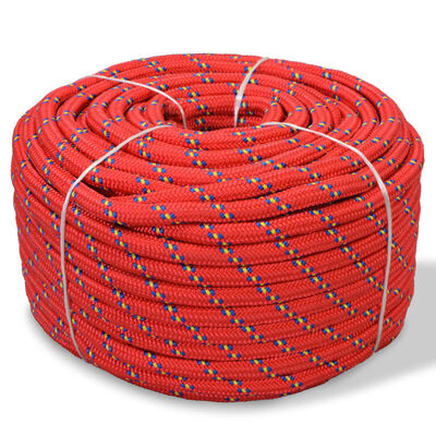 vidaXL Jūrinė virvė, polipropilenas, 14mm, 50m, raudona
