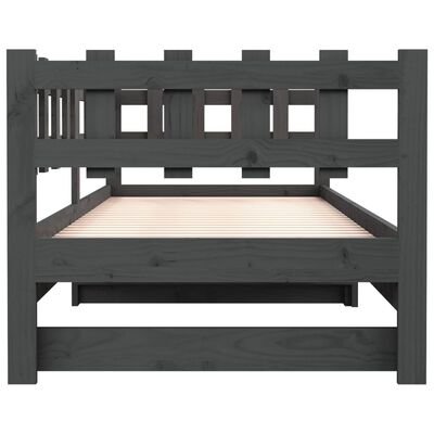 vidaXL Ištraukiama lova, pilka, 2x(80x200)cm, pušies medienos masyvas