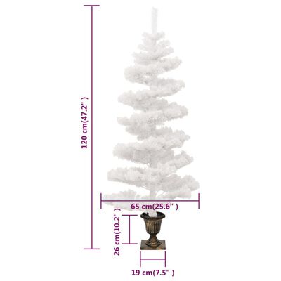 vidaXL Kalėdų eglutė su vazonu, balta, 120cm, PVC, spiralės formos