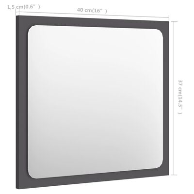 vidaXL Vonios kambario veidrodis, pilkos spalvos, 40x1,5x37cm, MDP