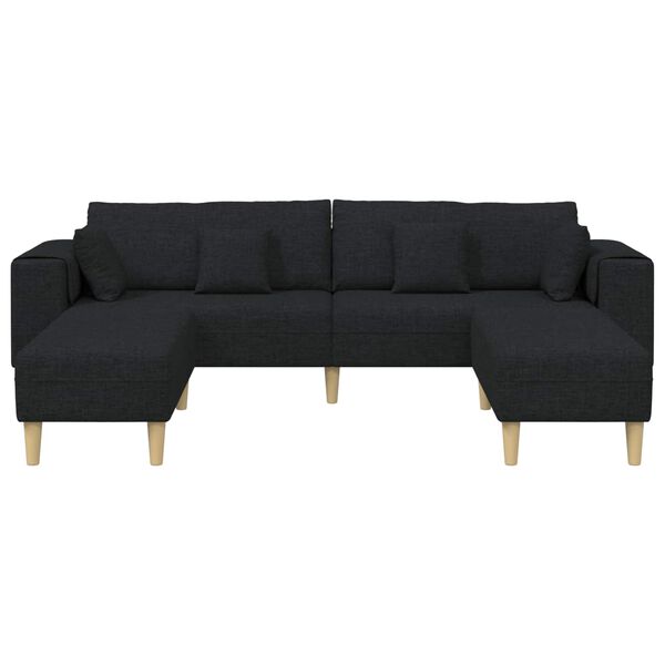 vidaXL Sofa su pagalve 3 pcs Juoda audinys