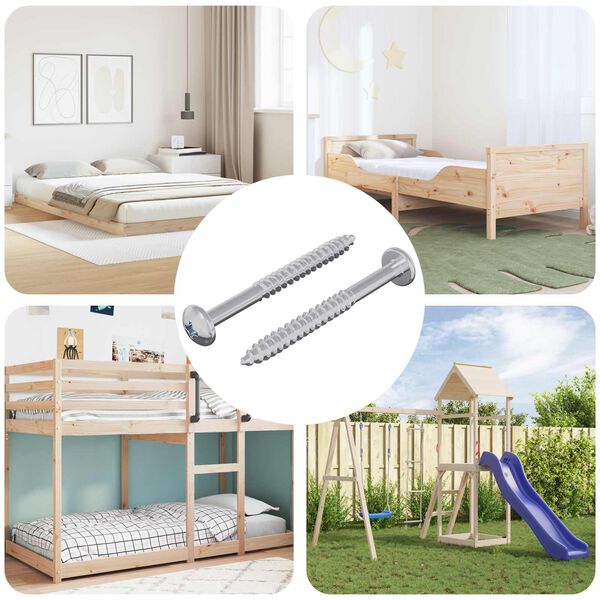 vidaXL Medinis varžtas 2 pcs Sidabro 9,8 x 53 mm Plienas