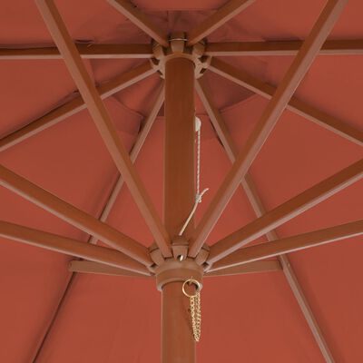 vidaXL Lauko skėtis su mediniu stulpu, 300 cm, terakotos spalvos