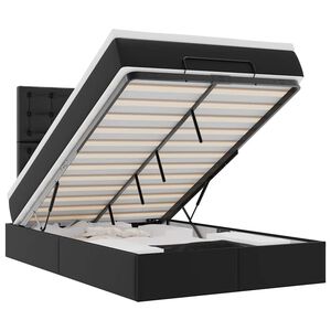 vidaXL Osmanų lovos rėmas su čiužiniu, juoda, 120x200cm, dirbtinė oda