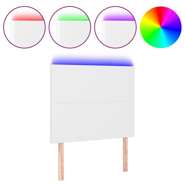 vidaXL Galvūgalis su LED, baltos spalvos, 100x5x118/128 cm