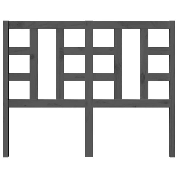 vidaXL Lovos galvūgalis, pilkas, 126x4x100cm, pu&scaron;ies medienos masyvas