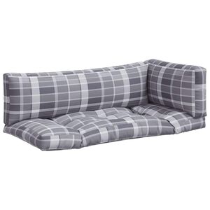 vidaXL Palečių pagalvėlės, 3vnt., audinys, su pilkais langeliais