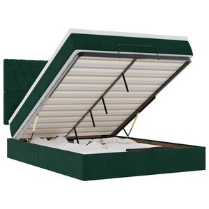 vidaXL Osmanų lova su čiužiniais ir LED Tamsiai žalia 140x200cm Velvet