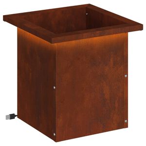vidaXL Sodo vazonas su LED Rūdijanti 30 x 30 x 30 cm