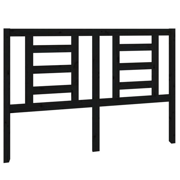 vidaXL Lovos galvūgalis, juodas, 141x4x100cm, pušies medienos masyvas