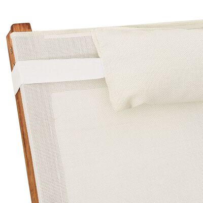 vidaXL Saulės gultas su pagalve, baltas, tekstilenas ir tuopos masyvas