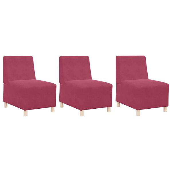 vidaXL Modulinis sofa vienetas be rankų 3 pcs Vyno raudona