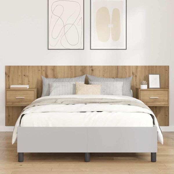 vidaXL Galvos auk&scaron;tas su spinta su stalčių 3 pcs Amatininkų ąžuolas