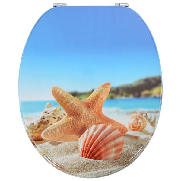 vidaXL Tualeto sėdynė &Scaron;viesiai mėlyna 44 x 38 cm MDF plok&scaron;tė