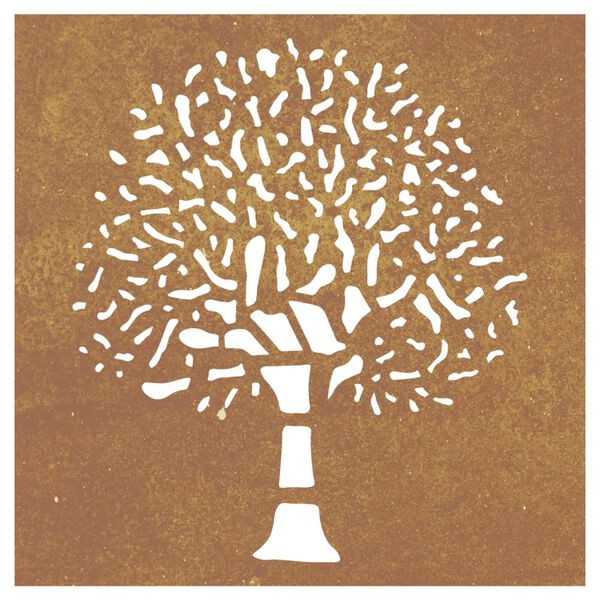 vidaXL Sodo sienos dekoracija, 55x55cm, corten plienas, medžio dizaino