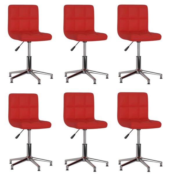 vidaXL Pasukamos valgomojo kėdės, 6vnt., vyno raudonos, dirbtinė oda