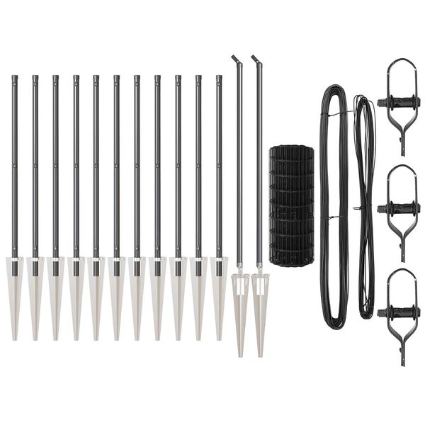 vidaXL Tvora su stulpais Pilka 1 x 25 m Plienas ir PVC