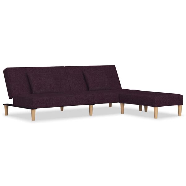 vidaXL Dvivietė sofa-lova su pagalvėmis ir pakoja, violetinė, audinys