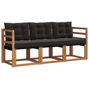 vidaXL Lauko sofos komplektas su pagalve 3 pcs Natūrali ir juoda