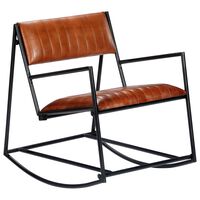 vidaXL Supama kėdė, rudos spalvos, tikra oda